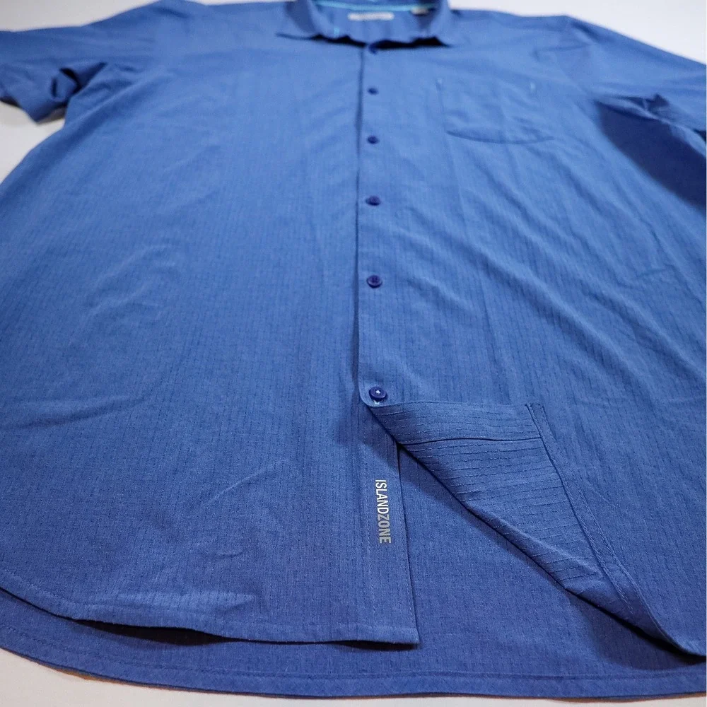 Tommy Bahama The Bahama Coast IslandZone Shirt 3XLT Blue Performance‎ Textured